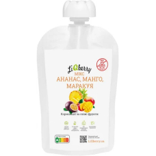 Ягідна паста "Ананас-манго-маракуя 100%", 100г "LiQberry" (дойпак)